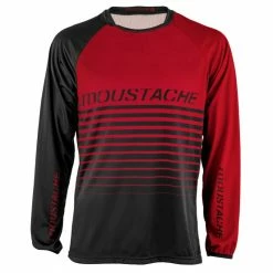 MAILLOT MOUSTACHE MANCHES LONGUES ROUGE