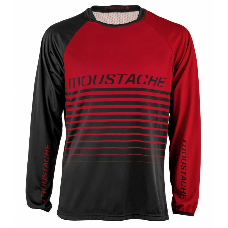 MAILLOT MOUSTACHE MANCHES LONGUES ROUGE 3 MAILLOT MOUSTACHE MANCHES LONGUES ROUGE